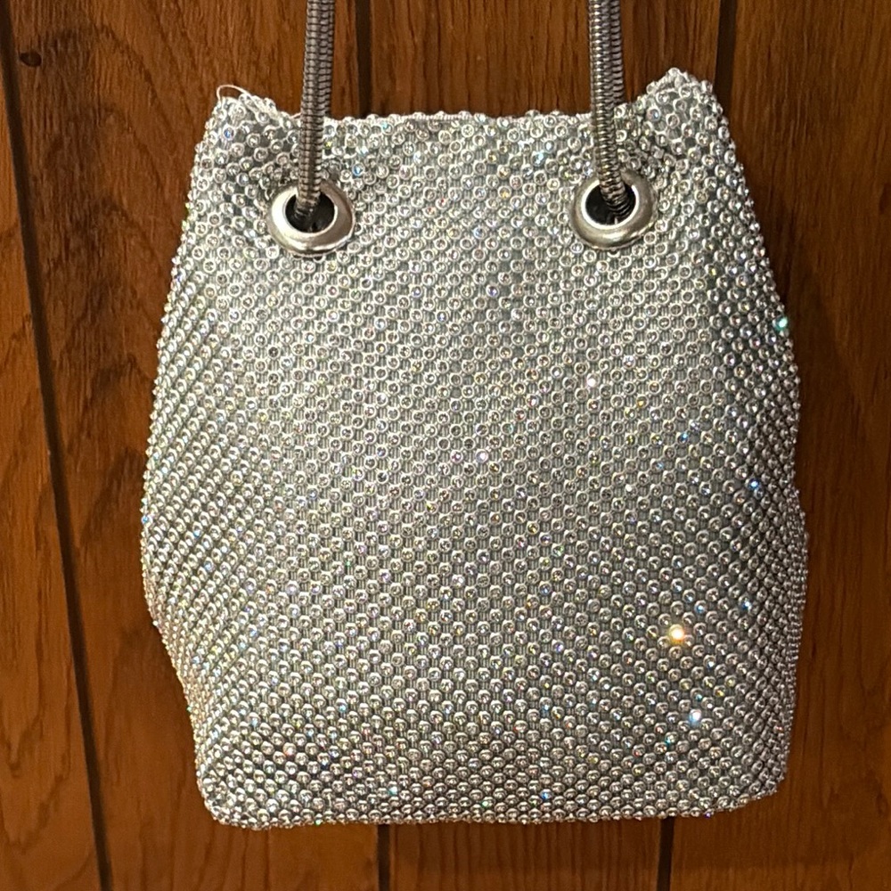 Silver Faux Crystal Embellished Bag